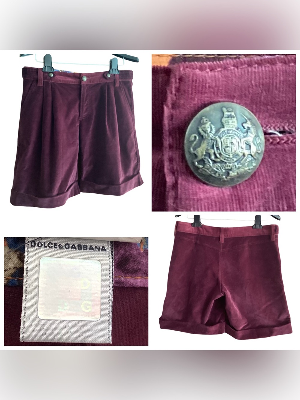 🚨 Dolce & Gabbana Velvet Pleated Shorts w/Pockets Size 26/40